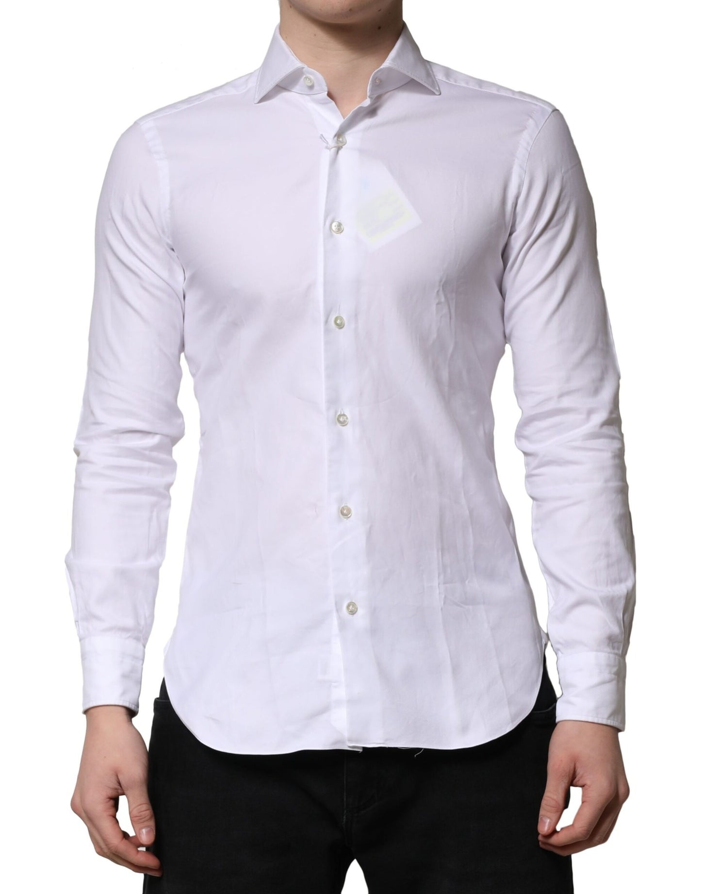 Barba Napoli White Long Sleeves Collared Dress Formal Shirt by Barba Napoli