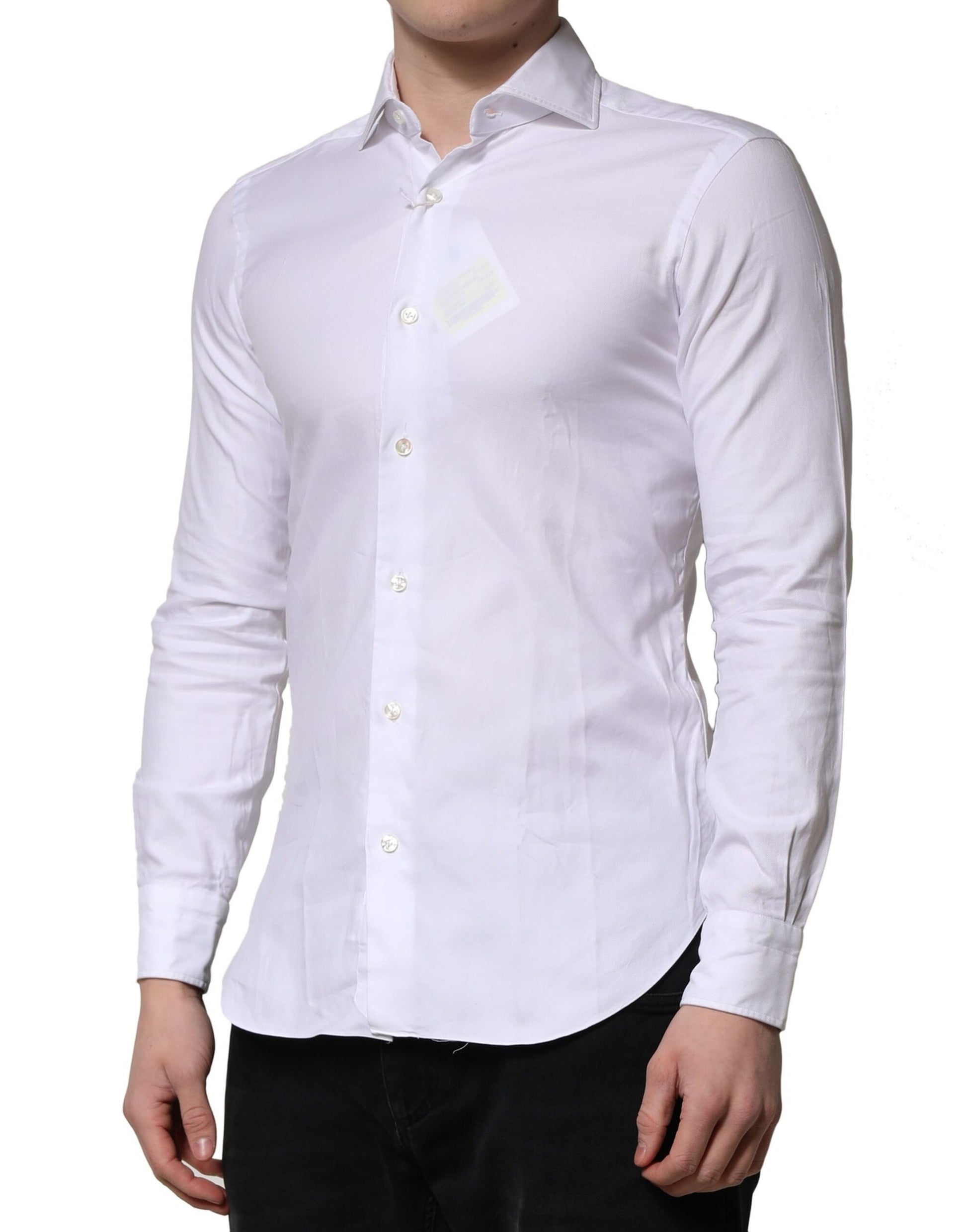 Barba Napoli White Long Sleeves Collared Dress Formal Shirt by Barba Napoli