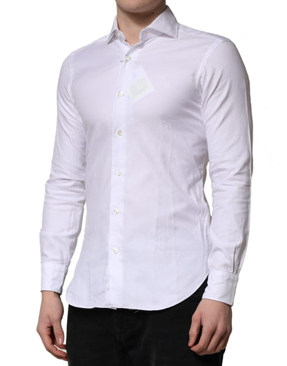 Barba Napoli White Long Sleeves Collared Dress Formal Shirt by Barba Napoli