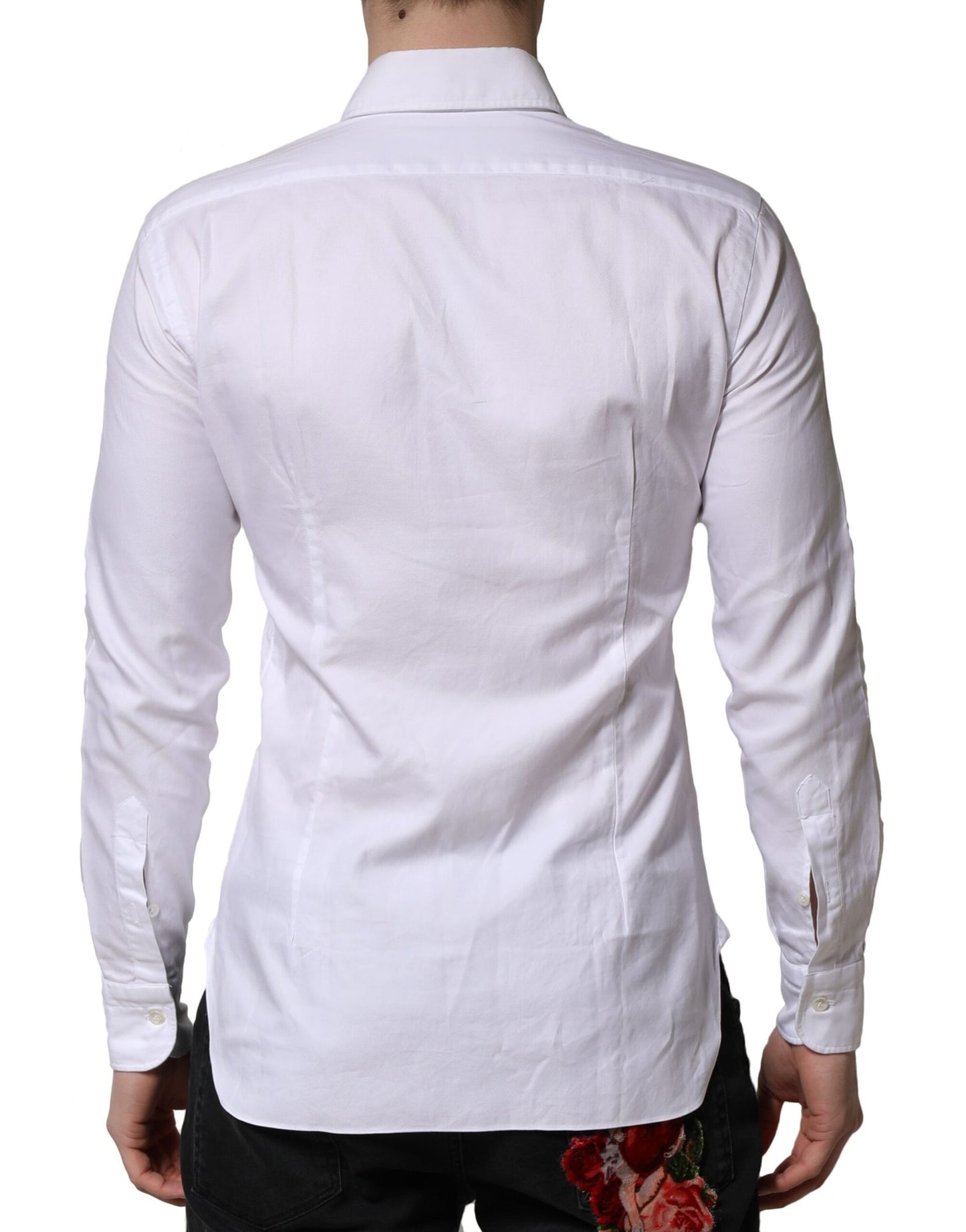 Barba Napoli White Long Sleeves Collared Dress Formal Shirt by Barba Napoli