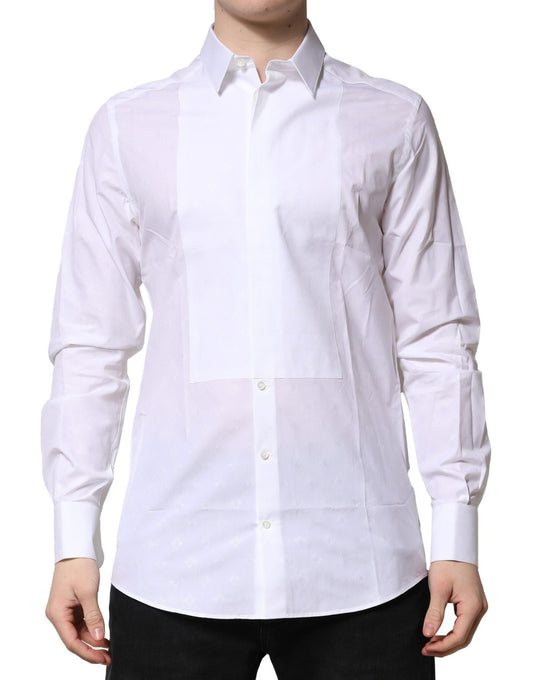 Dolce & Gabbana White Bib Cotton Poplin GOLD Formal Shirt by Dolce & Gabbana