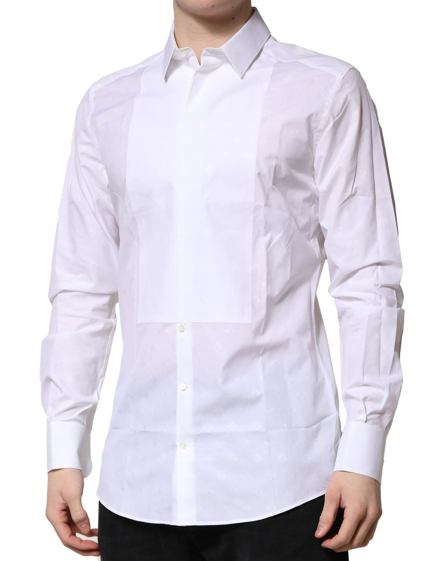 Dolce & Gabbana White Bib Cotton Poplin GOLD Formal Shirt by Dolce & Gabbana