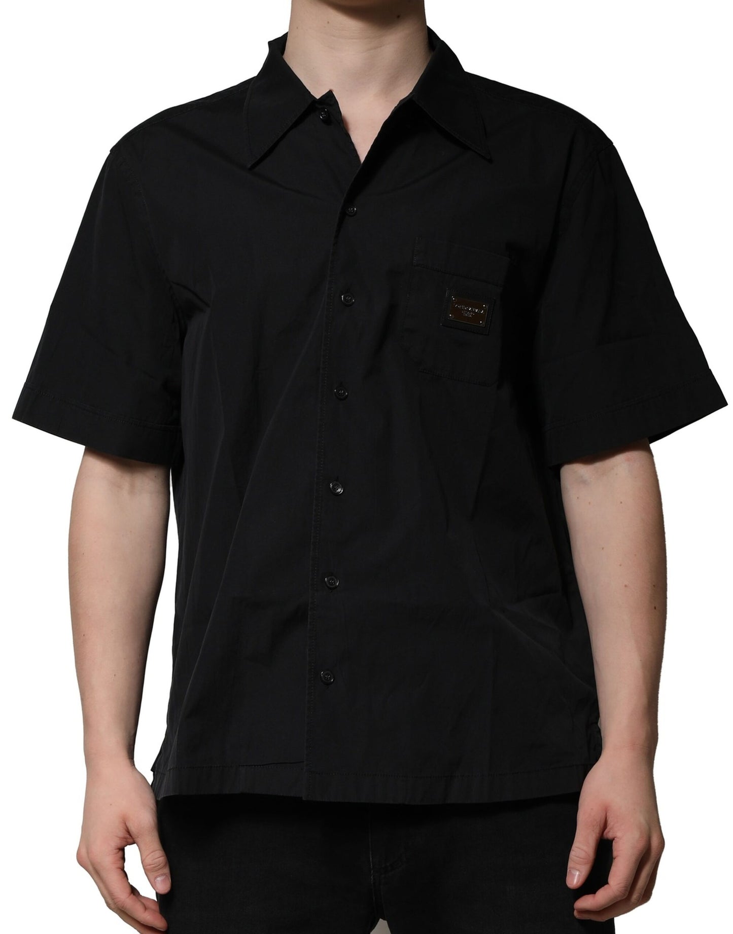 Dolce & Gabbana Black Cotton Short Sleeve Buttoned Casual Shirt by Dolce & Gabbana