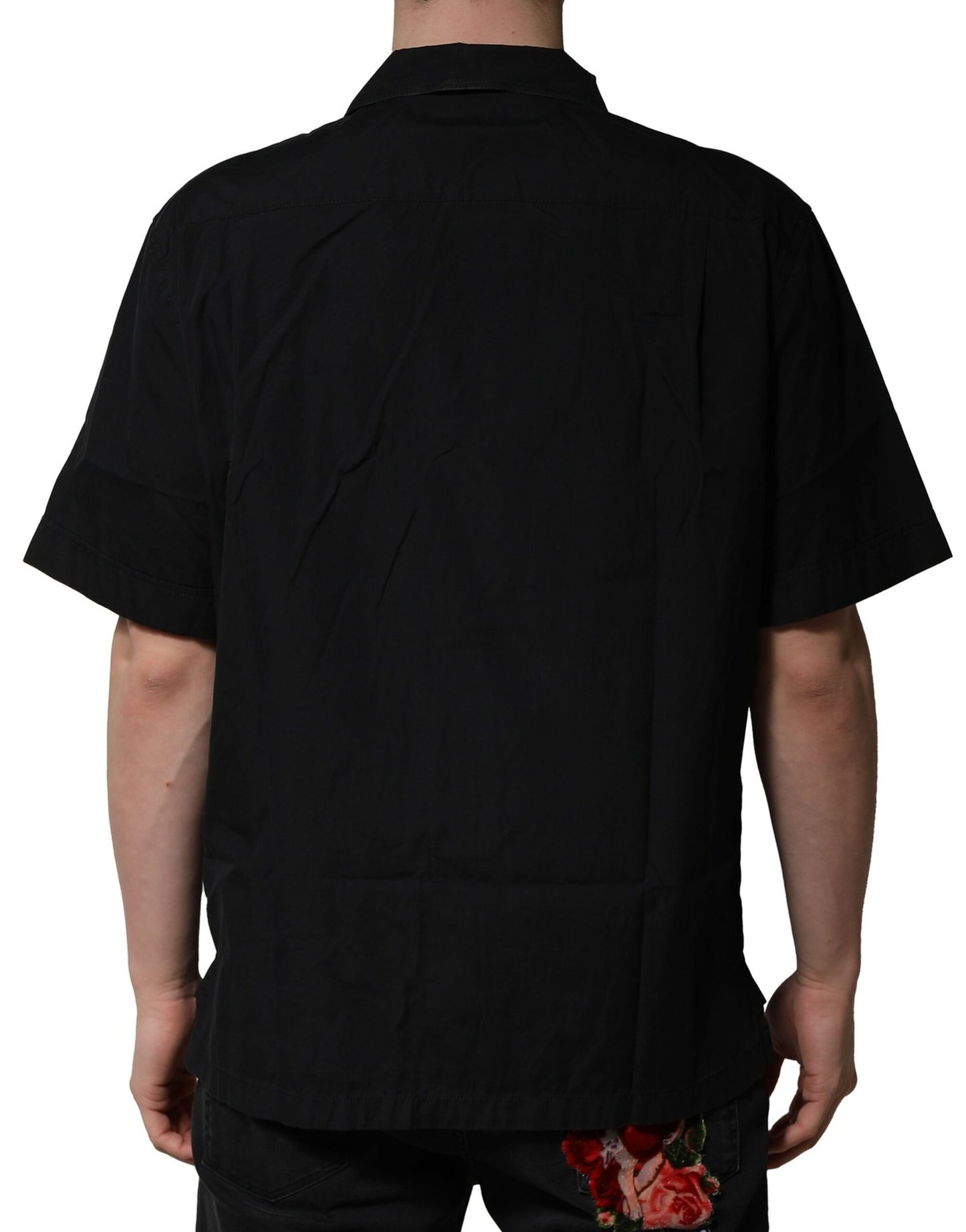 Dolce & Gabbana Black Cotton Short Sleeve Buttoned Casual Shirt by Dolce & Gabbana