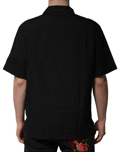 Dolce & Gabbana Black Cotton Short Sleeve Buttoned Casual Shirt by Dolce & Gabbana