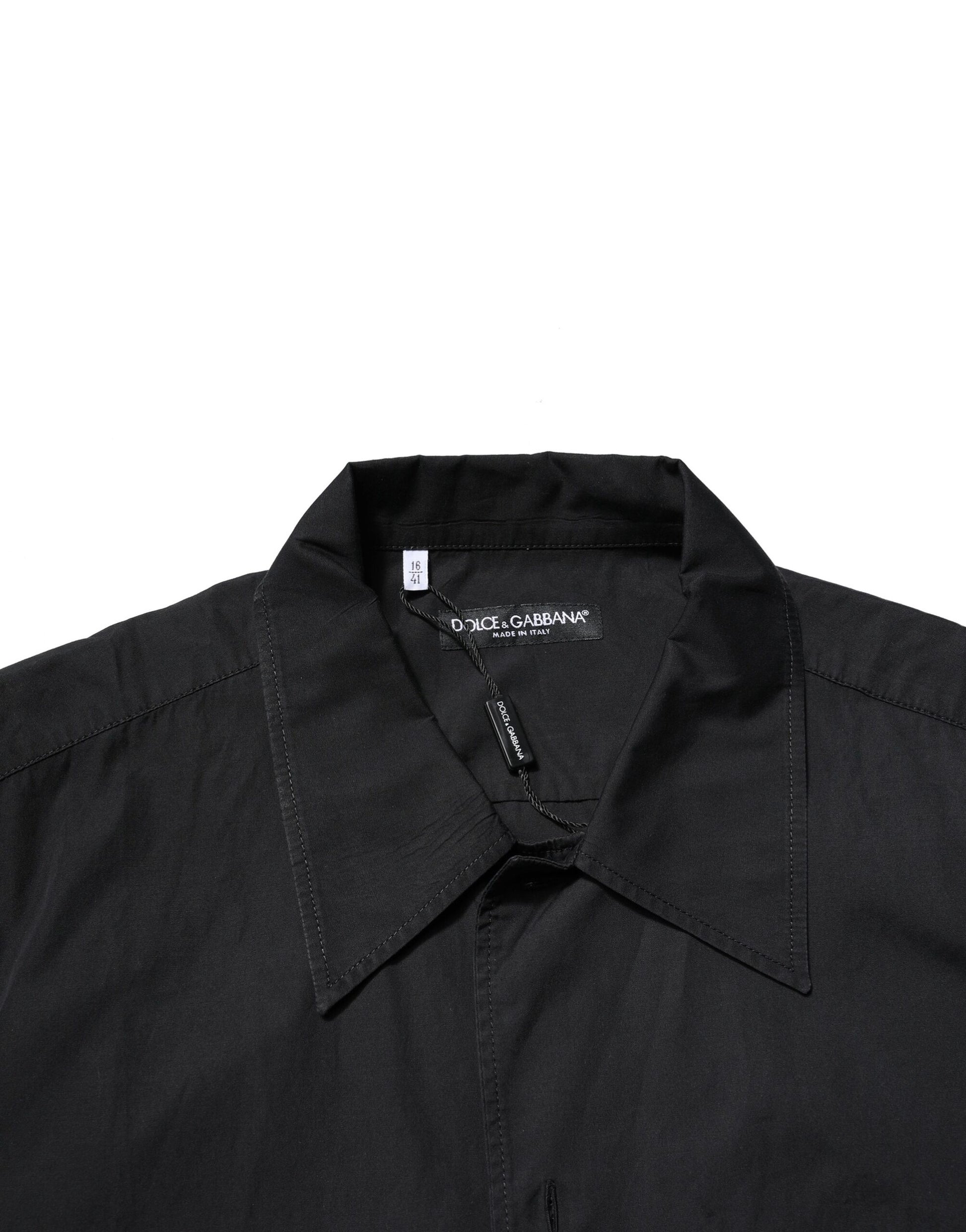 Dolce & Gabbana Black Cotton Short Sleeve Buttoned Casual Shirt by Dolce & Gabbana