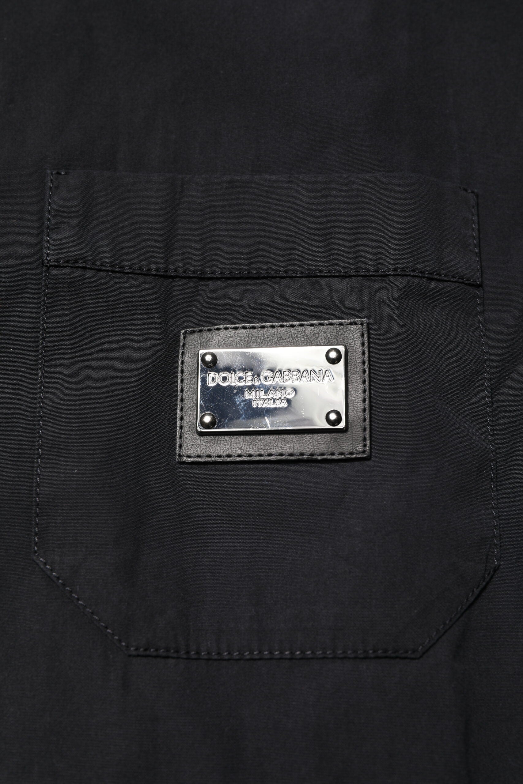 Dolce & Gabbana Black Cotton Short Sleeve Buttoned Casual Shirt by Dolce & Gabbana
