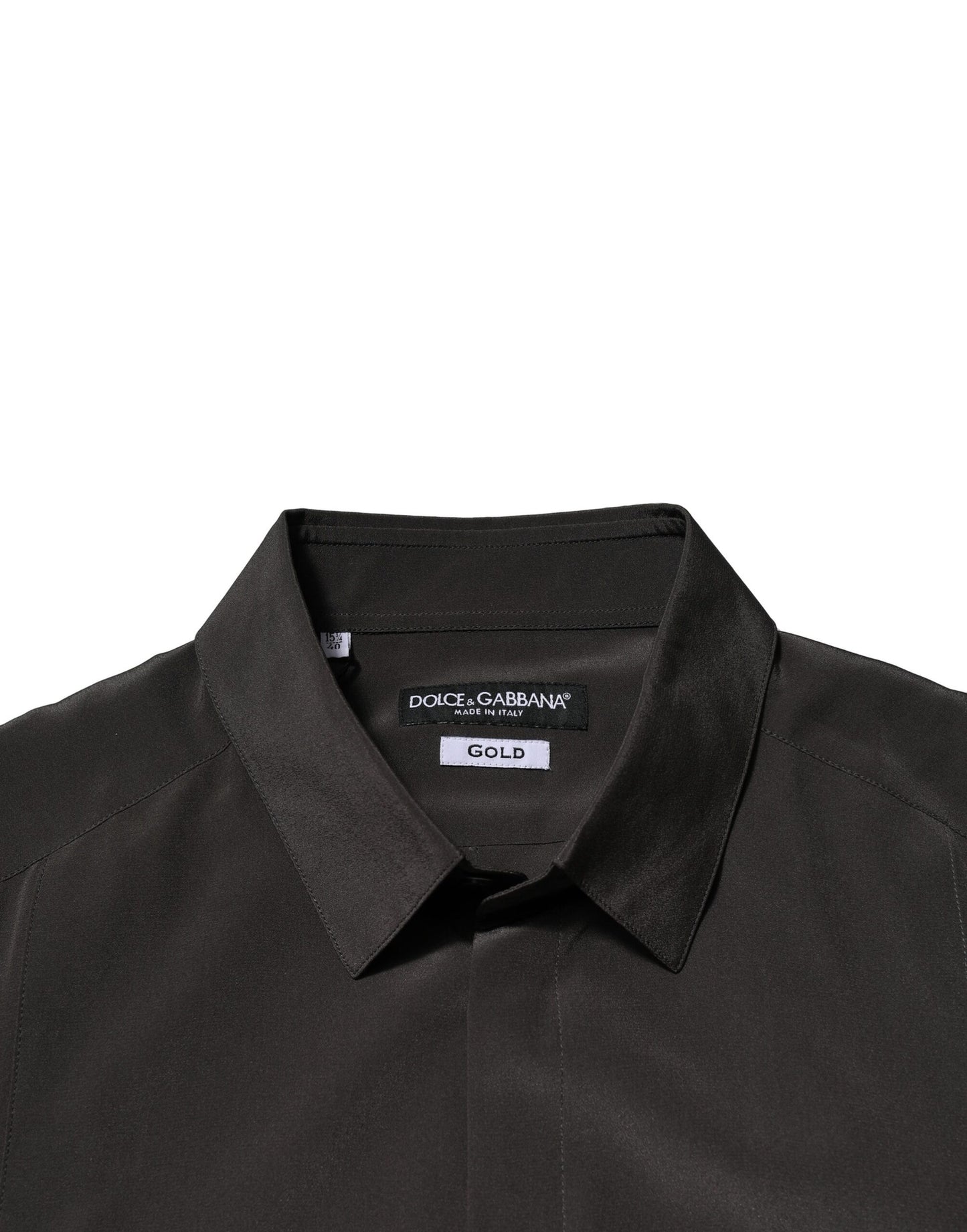 Dolce & Gabbana Dark Brown Silk GOLD Men Dress Formal Shirt by Dolce & Gabbana