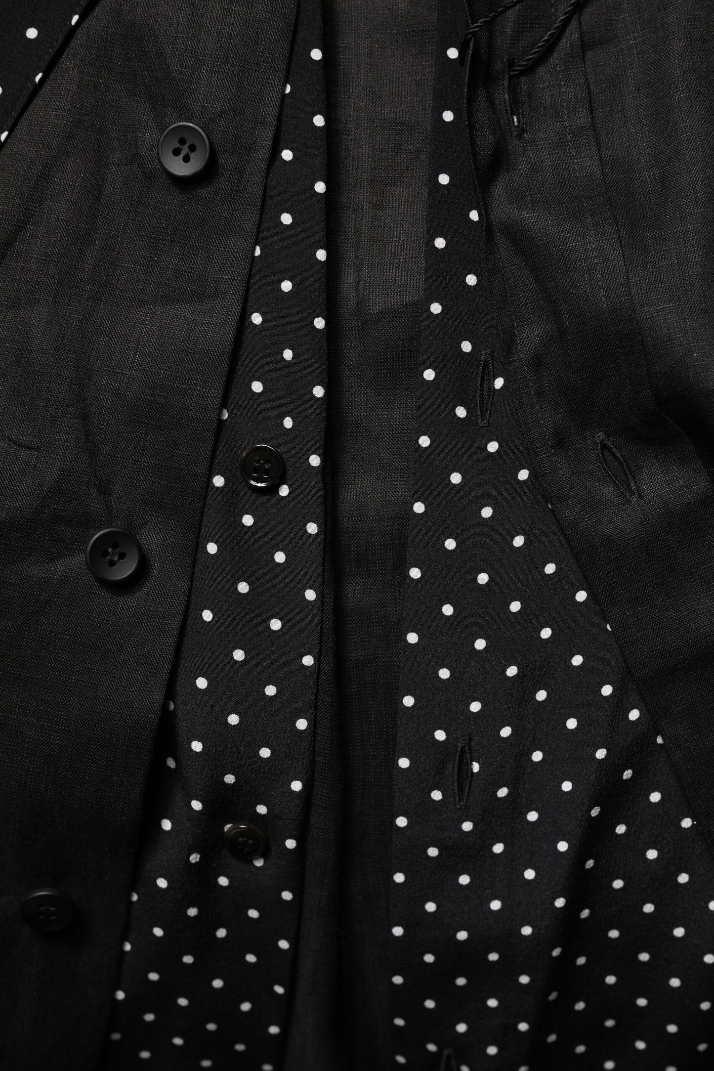 Dolce & Gabbana Black Polka Dot Collar Tie Neck Casual Shirt by Dolce & Gabbana