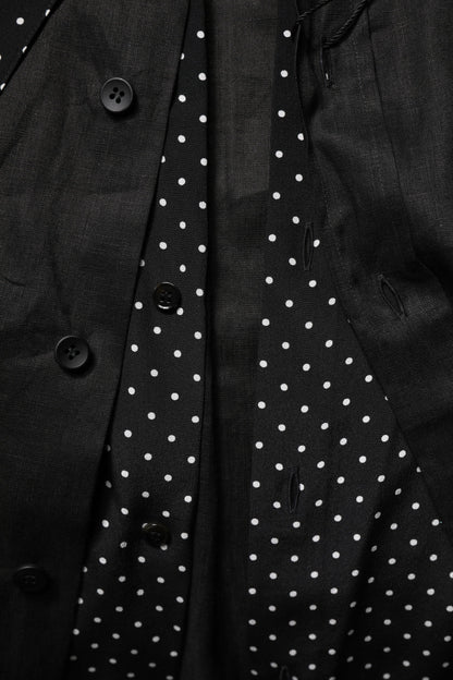 Dolce & Gabbana Black Polka Dot Collar Tie Neck Casual Shirt by Dolce & Gabbana