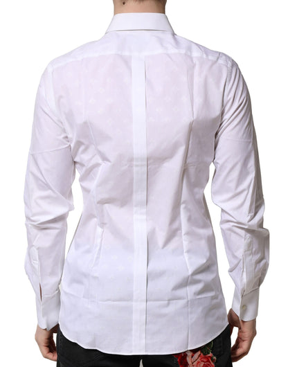 Dolce & Gabbana White Bib Cotton Poplin GOLD Men Formal Shirt by Dolce & Gabbana