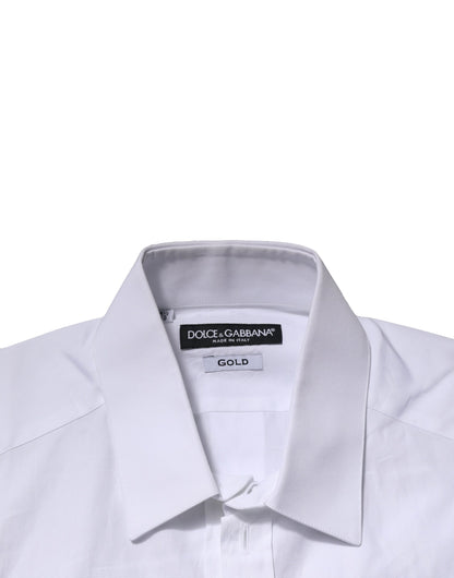 Dolce & Gabbana White Cotton GOLD Short Sleeves Casual Shirt by Dolce & Gabbana