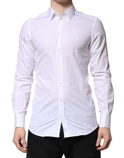 Dolce & Gabbana White GOLD Long Sleeves Men Dress Formal Shirt by Dolce & Gabbana