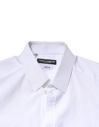 Dolce & Gabbana White GOLD Long Sleeves Men Dress Formal Shirt by Dolce & Gabbana