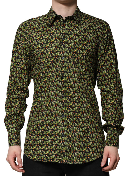 Dolce & Gabbana Multicolor Cotton Cactus GOLD Men Formal Shirt by Dolce & Gabbana