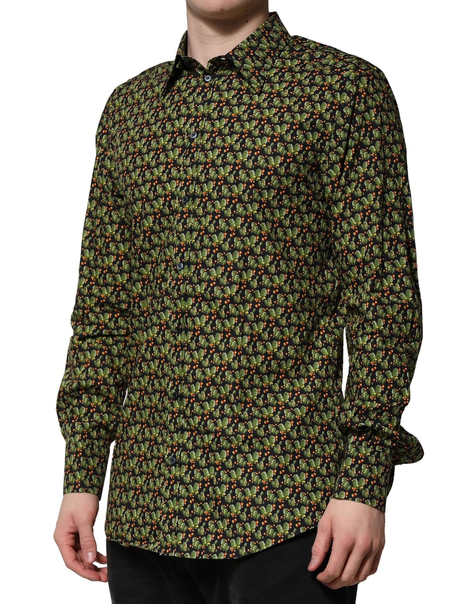 Dolce & Gabbana Multicolor Cotton Cactus GOLD Men Formal Shirt by Dolce & Gabbana