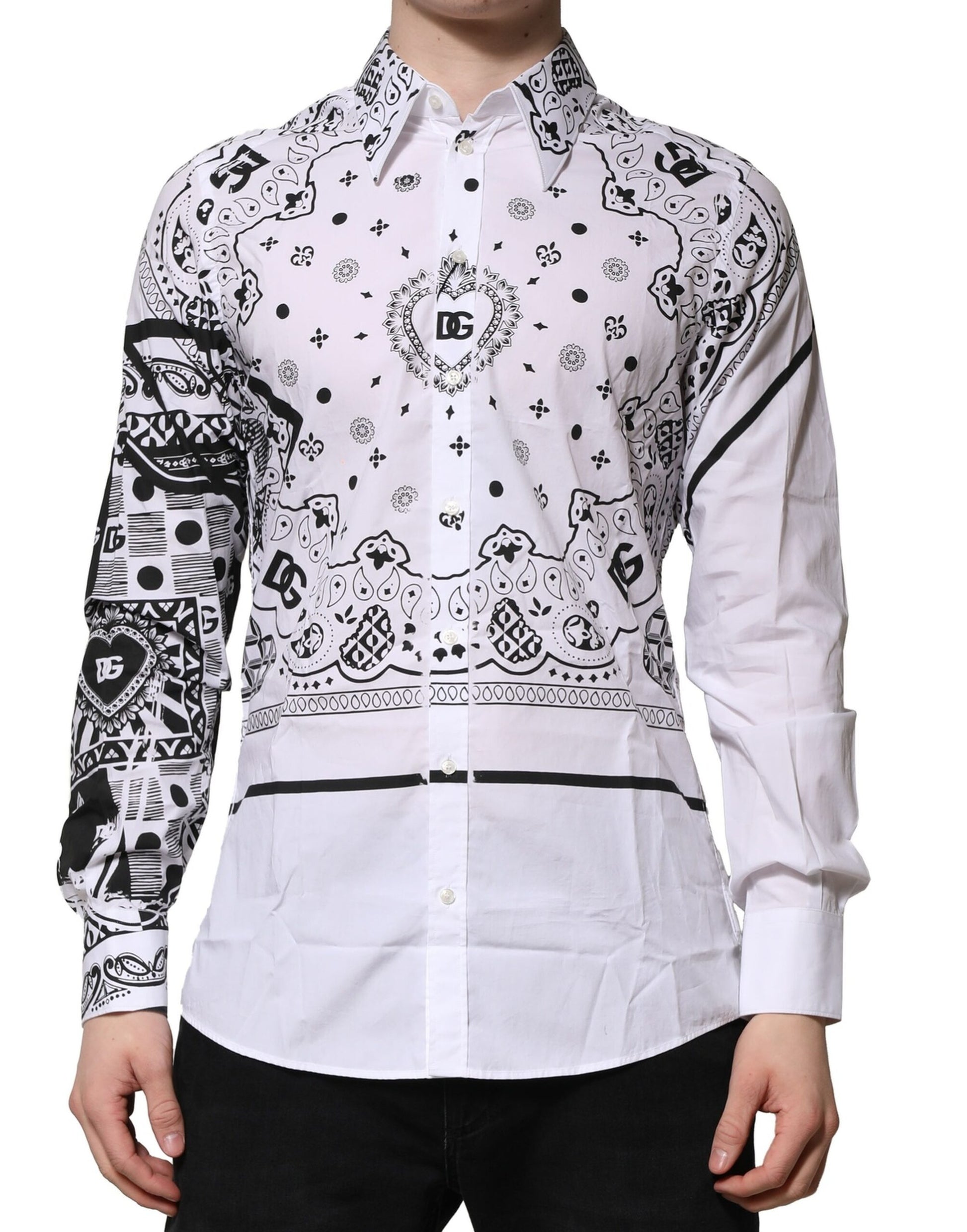 Dolce & Gabbana White MARTINI Bandana Print Formal Shirt by Dolce & Gabbana
