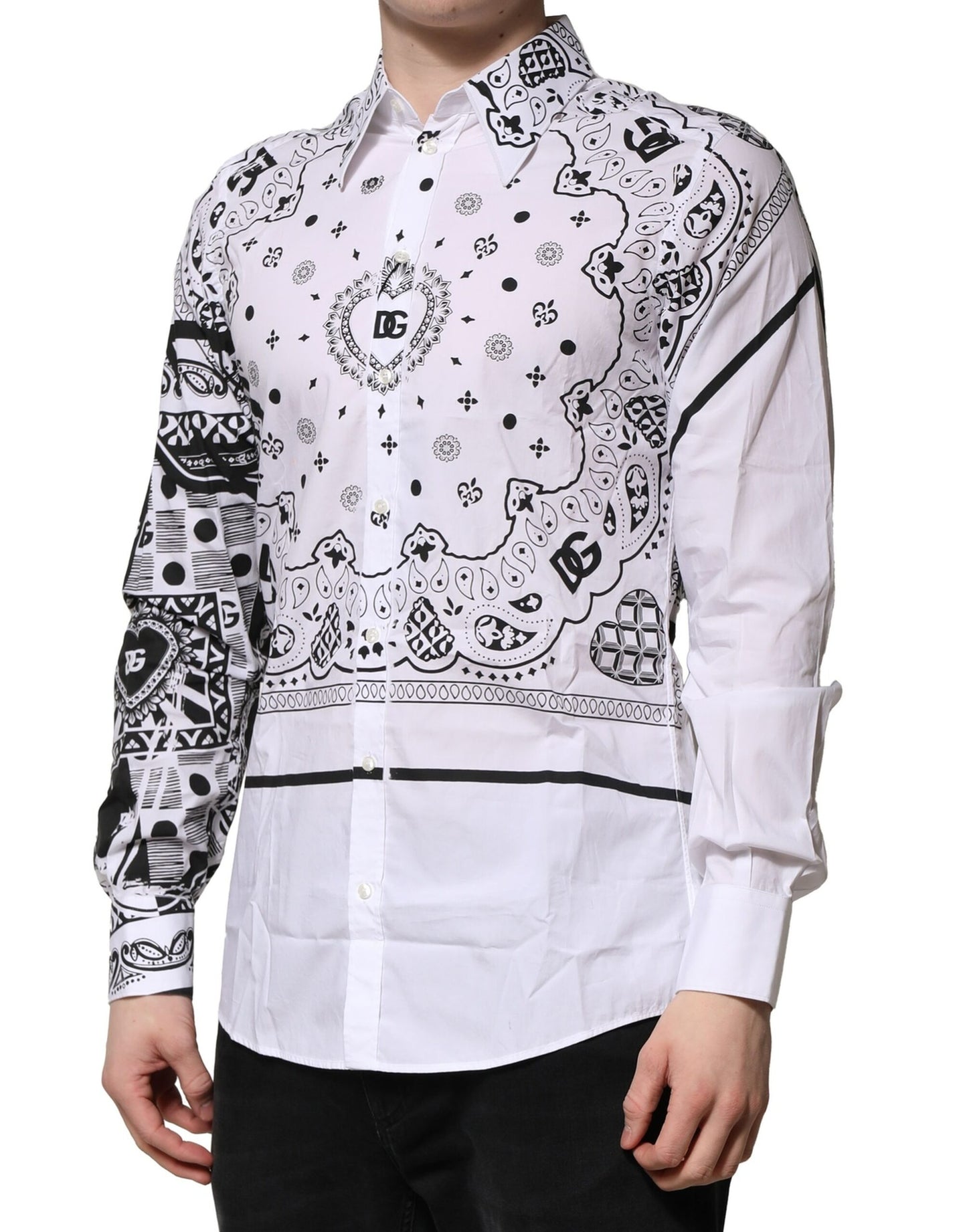 Dolce & Gabbana White MARTINI Bandana Print Formal Shirt by Dolce & Gabbana