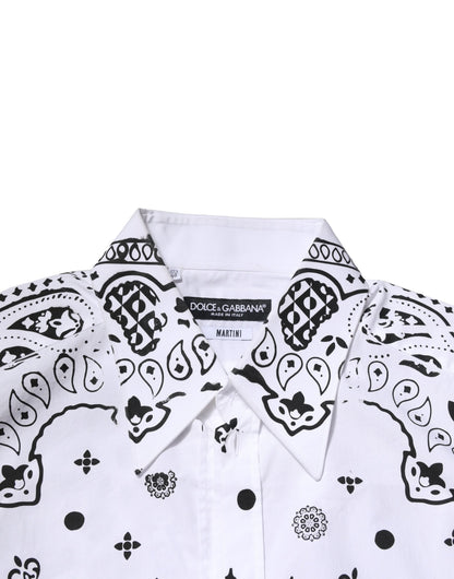 Dolce & Gabbana White MARTINI Bandana Print Formal Shirt by Dolce & Gabbana