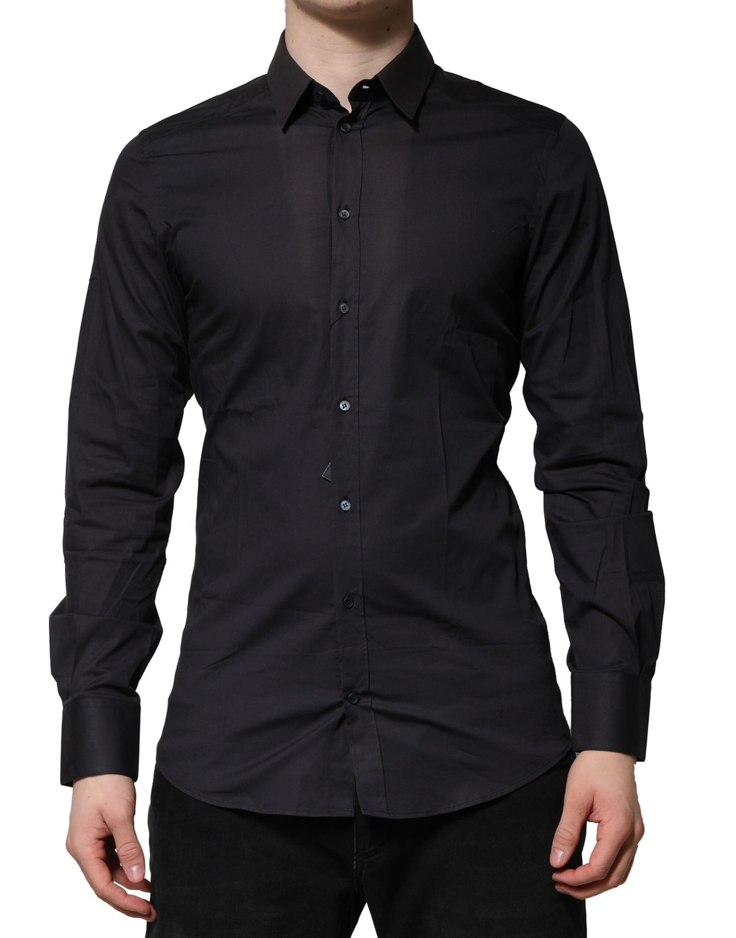 Dolce & Gabbana Blue Cotton GOLD Long Sleeves Formal Shirt by Dolce & Gabbana