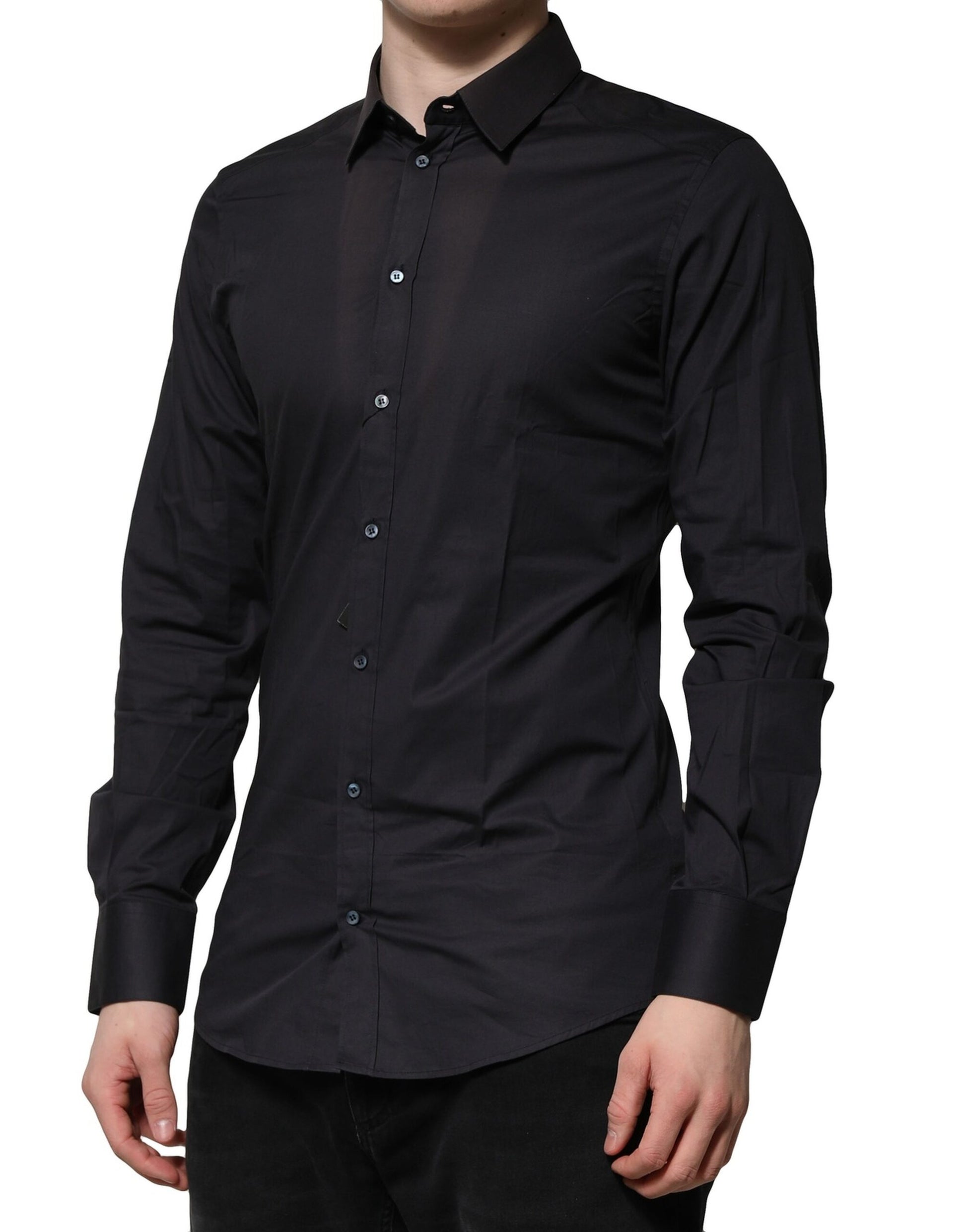 Dolce & Gabbana Blue Cotton GOLD Long Sleeves Formal Shirt by Dolce & Gabbana