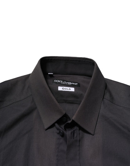 Dolce & Gabbana Blue Cotton GOLD Long Sleeves Formal Shirt by Dolce & Gabbana