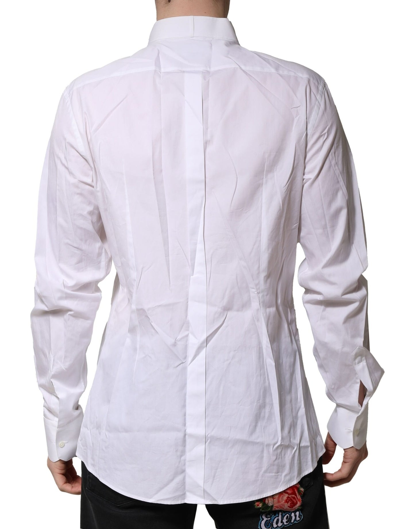 Dolce & Gabbana White GOLD Bib Poplin Dress Men Formal Shirt by Dolce & Gabbana