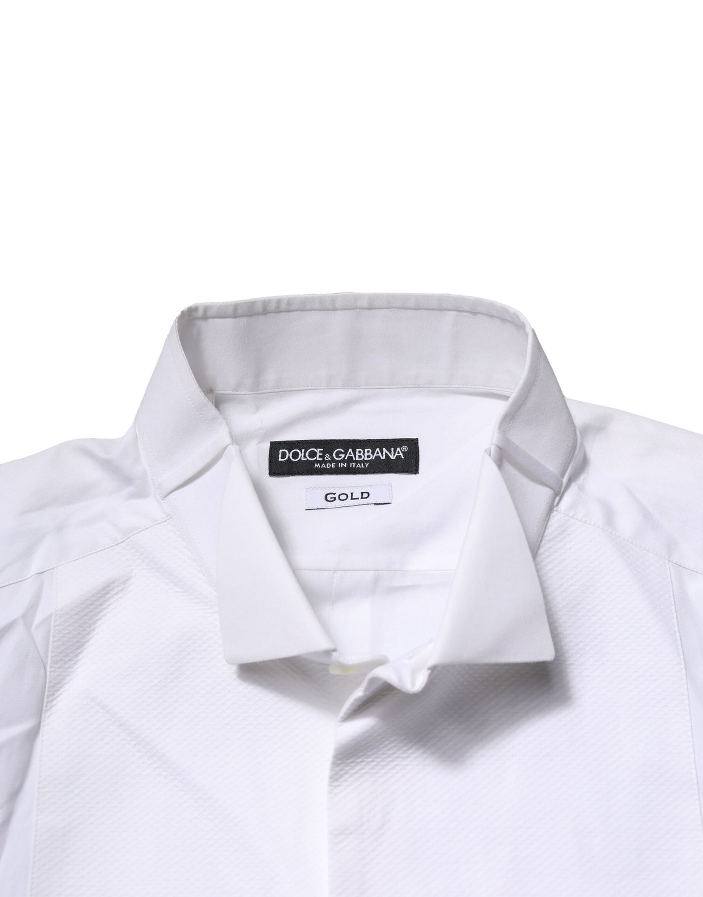 Dolce & Gabbana White GOLD Bib Poplin Dress Men Formal Shirt by Dolce & Gabbana