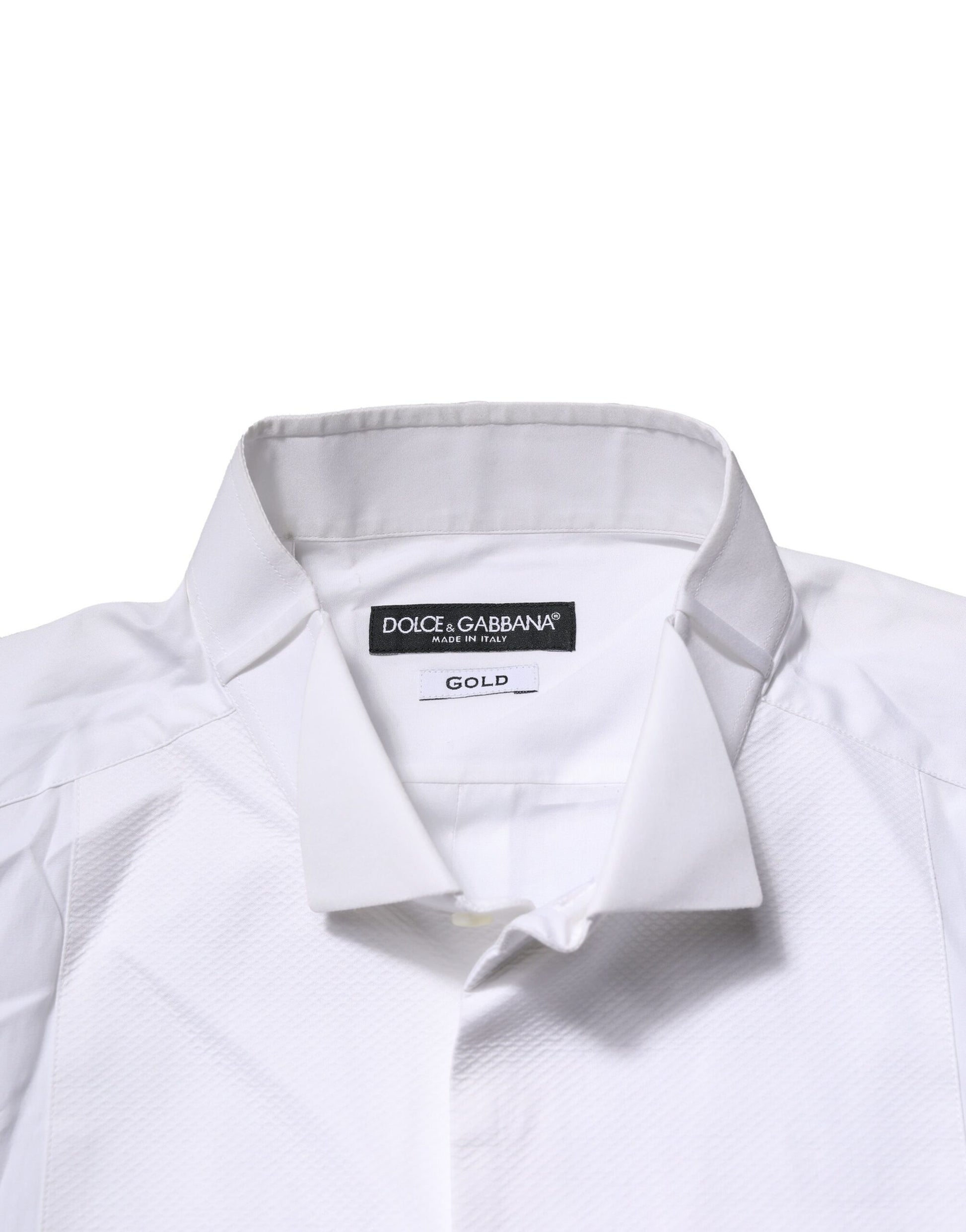 Dolce & Gabbana White GOLD Bib Poplin Dress Men Formal Shirt by Dolce & Gabbana