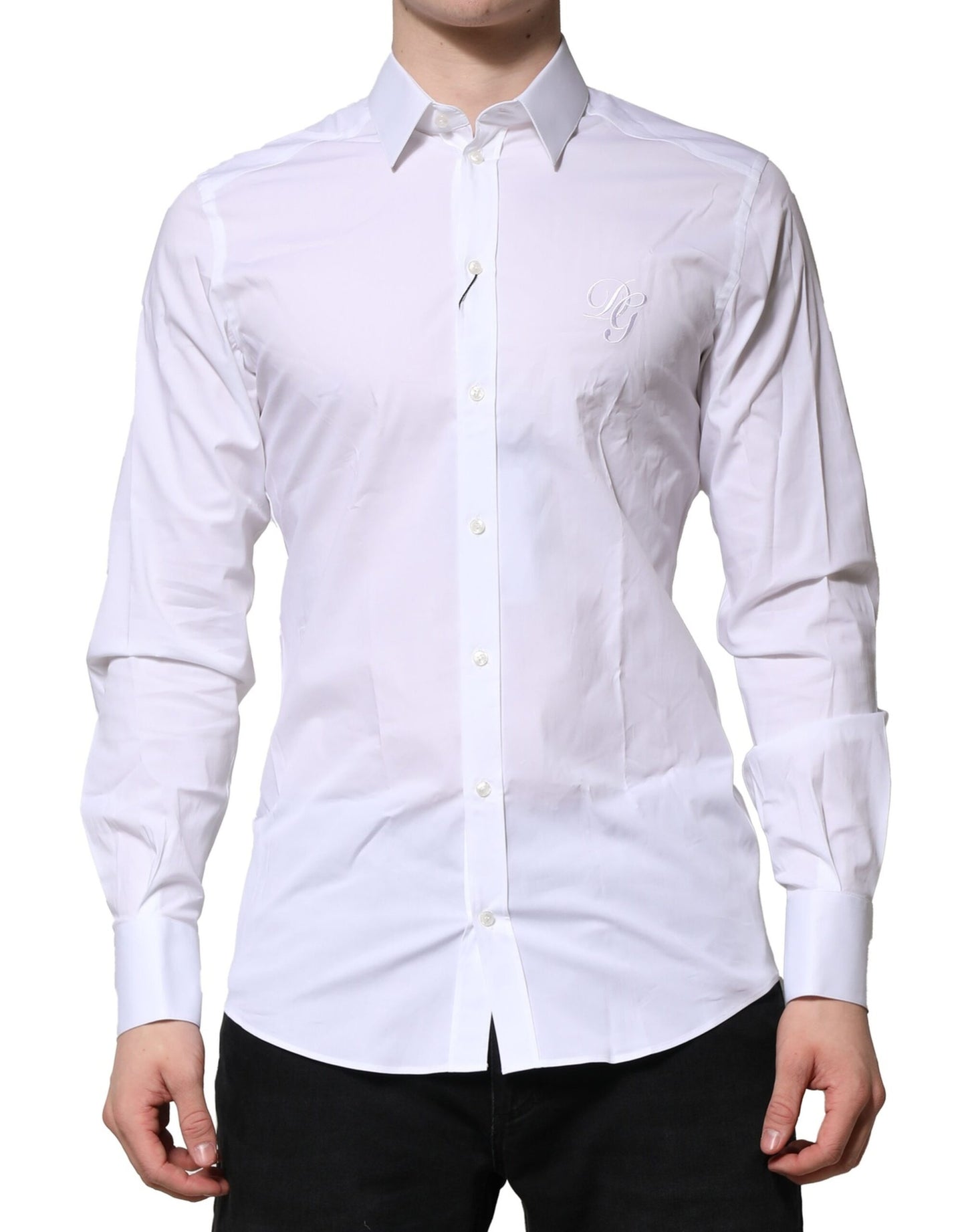 Dolce & Gabbana White Cotton GOLD Long Sleeves Formal Shirt by Dolce & Gabbana