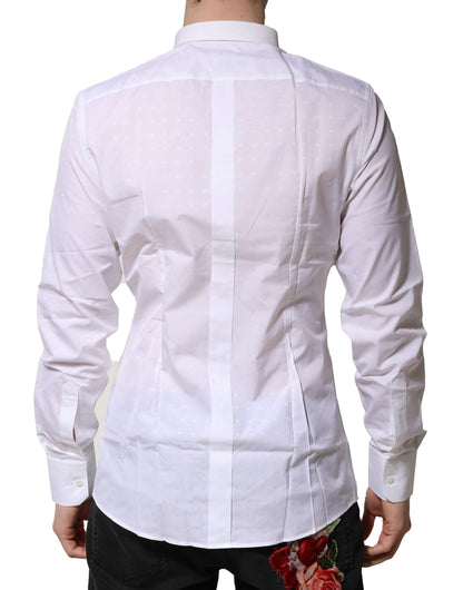 Dolce & Gabbana White Cotton GOLD Long Sleeves Formal Shirt by Dolce & Gabbana