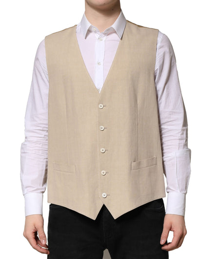 Gilet habillé en lin beige Dolce &amp; Gabbana pour homme