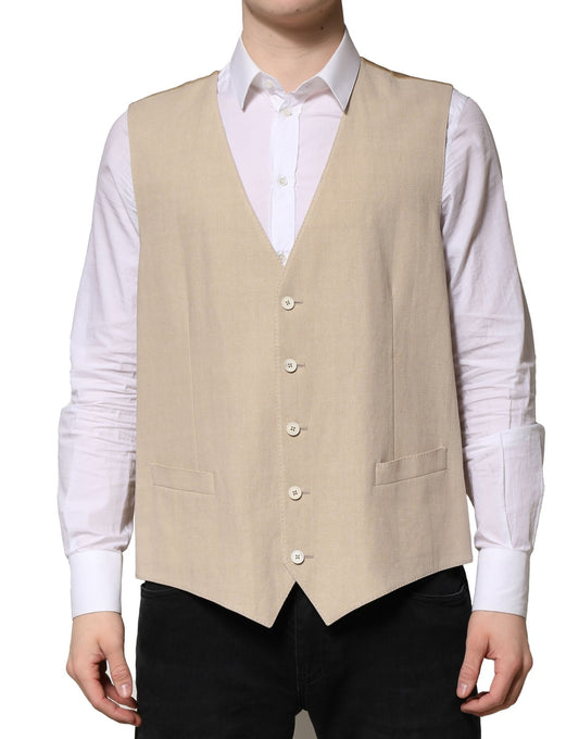 Gilet habillé en lin beige Dolce &amp; Gabbana pour homme