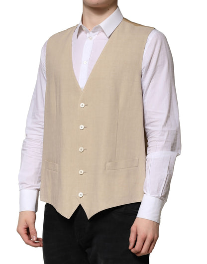 Gilet habillé en lin beige Dolce &amp; Gabbana pour homme