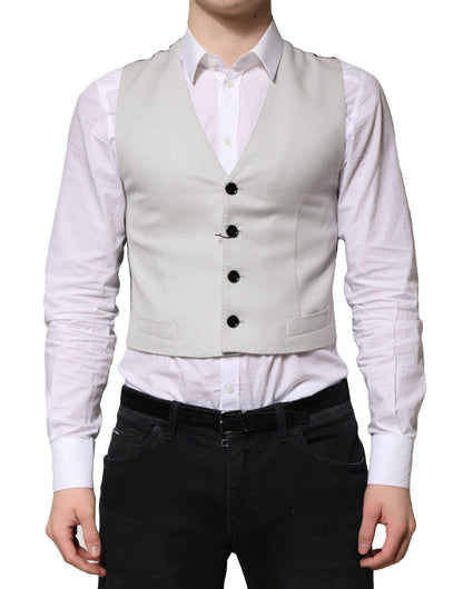 Gilet habillé en laine grise Dolce &amp; Gabbana pour homme