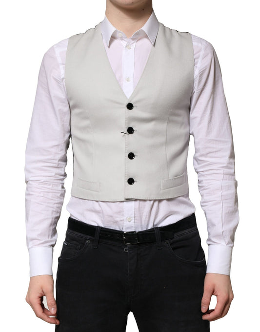 Gilet habillé en laine grise Dolce &amp; Gabbana pour homme