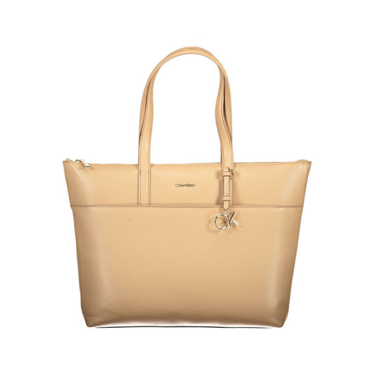 Sac à main femme Calvin Klein en polyester beige