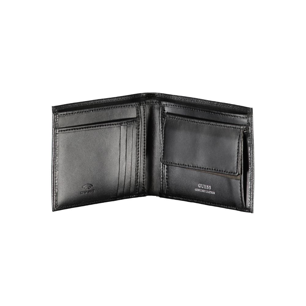 Portefeuille Guess Jeans Chic en cuir noir à deux compartiments