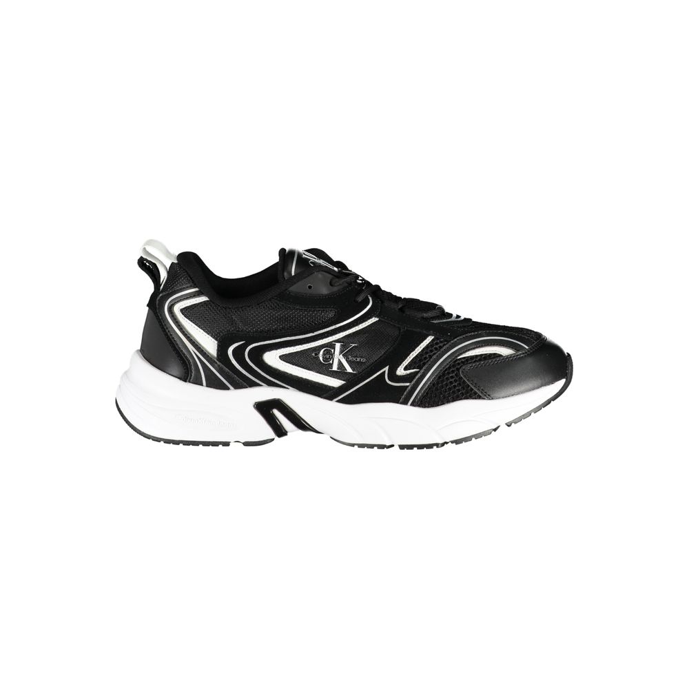 Calvin Klein Sleek Black Lace-Up Sneakers with Contrast Details by Calvin Klein