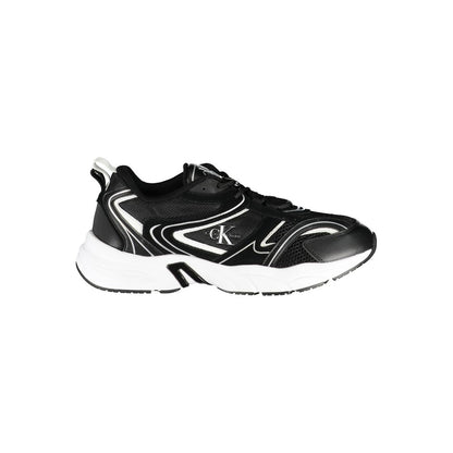 Calvin Klein Sleek Black Lace-Up Sneakers with Contrast Details by Calvin Klein