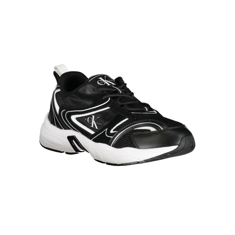 Calvin Klein Sleek Black Lace-Up Sneakers with Contrast Details by Calvin Klein