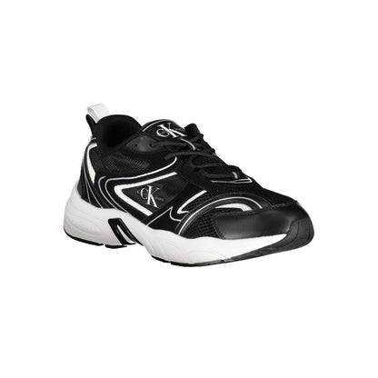 Calvin Klein Sleek Black Lace-Up Sneakers with Contrast Details by Calvin Klein