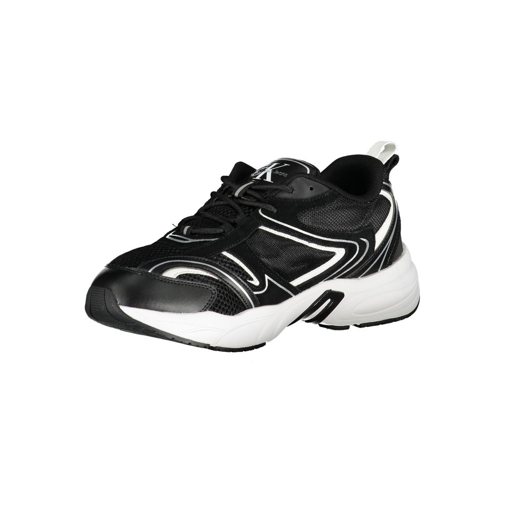 Calvin Klein Sleek Black Lace-Up Sneakers with Contrast Details by Calvin Klein