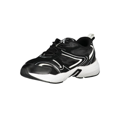 Calvin Klein Sleek Black Lace-Up Sneakers with Contrast Details by Calvin Klein