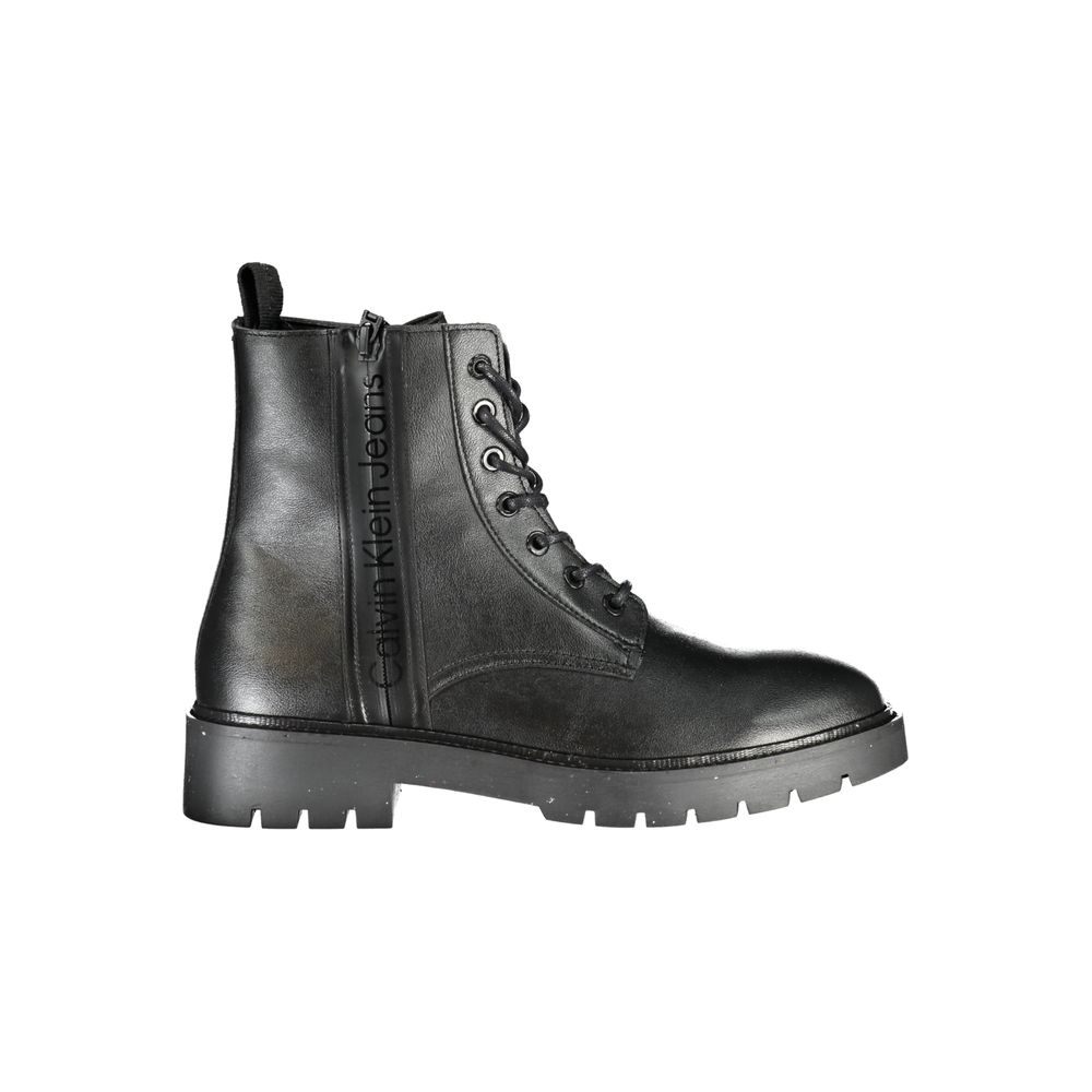 Calvin Klein Sleek Black Ankle Boots with Laces and Zip Detail by Calvin Klein