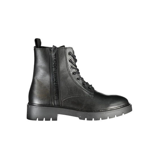 Calvin Klein Sleek Black Ankle Boots with Laces and Zip Detail by Calvin Klein
