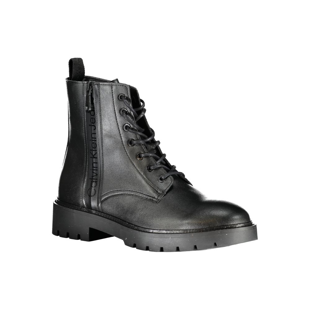 Calvin Klein Sleek Black Ankle Boots with Laces and Zip Detail by Calvin Klein