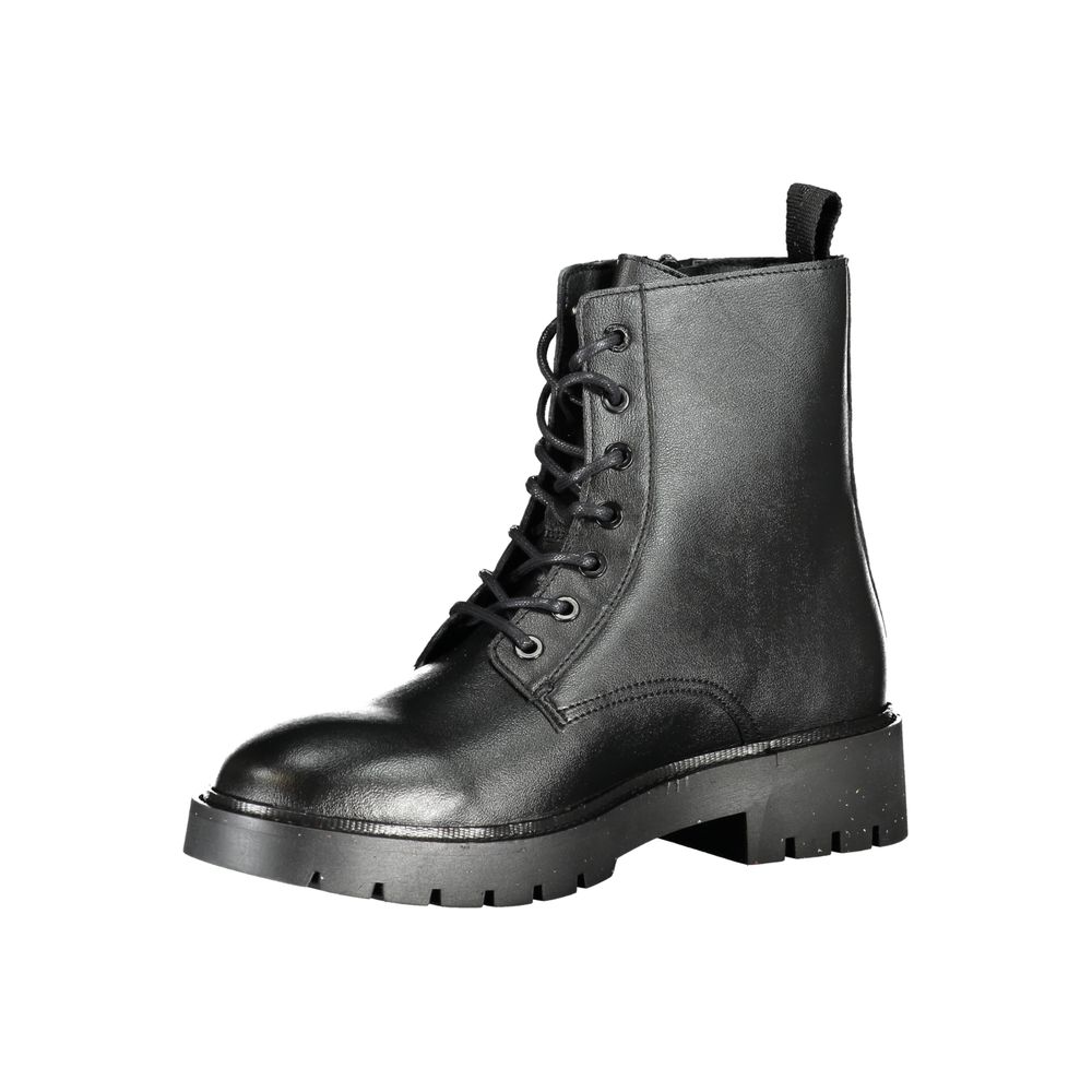 Calvin Klein Sleek Black Ankle Boots with Laces and Zip Detail by Calvin Klein