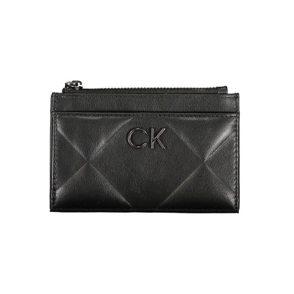 Portefeuille zippé noir élégant Calvin Klein avec détails contrastés