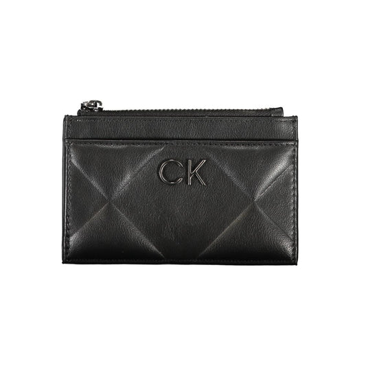 Portefeuille zippé noir élégant Calvin Klein avec détails contrastés